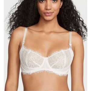 VICTORIA’S SECRET Womens White Dream Angels Push-Up No Padding Lace Bra Size 34D